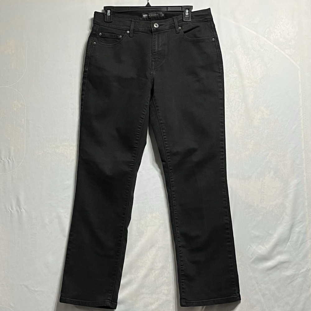 Levis 505 Straight Leg Jeans Womens 10S Black Denim Stretch Classic P9-232